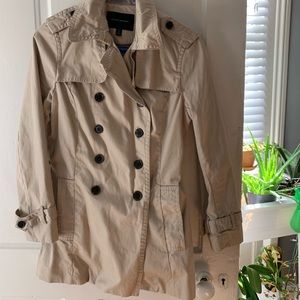 Banana republic beige double-breasted coat.
